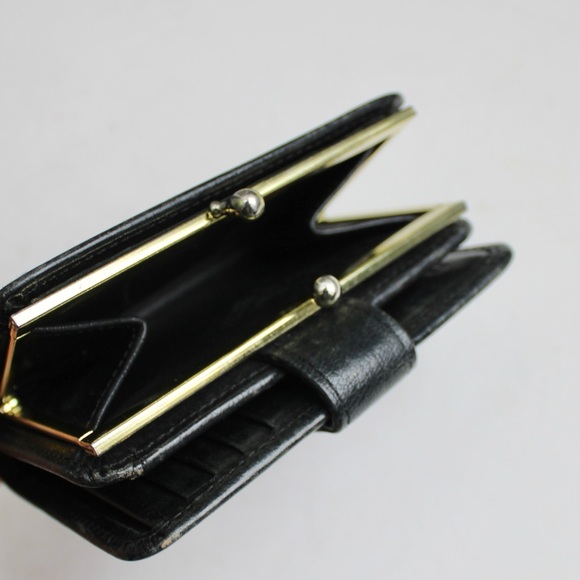Coach Vintage 90's Continental Bifold Framed Kisslock Black Leather Wallet 4886 - Picture 8 of 9